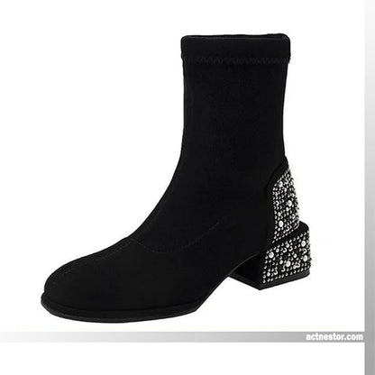 👢 50% RABATT – NUR FÜR KURZE ZEIT! ✨ Stylische elegante glänzende Stiefeletten für Damen