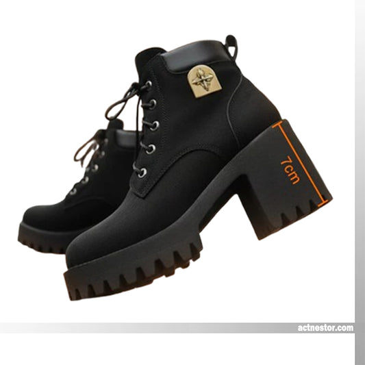 🔥【35-42】 👢✨2025 Neuheit für diesen Herbst: Stiefeletten mit dicken Absätzen und Keilabsätzen – Retro-Modell mit Schnürsenkeln für Damen