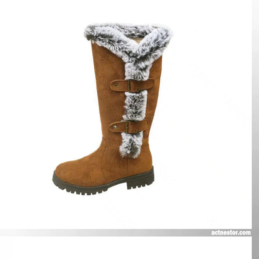 Damen Schneestiefel in mittlerer Wadenhöhe mit dicker Kunstplüsch-Fütterung